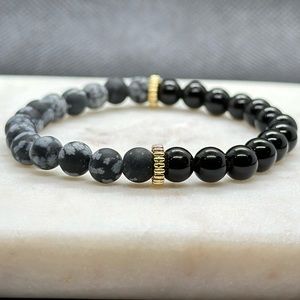 Black Obsidian / Snowflake Obsidian Healing Crystal Bracelet